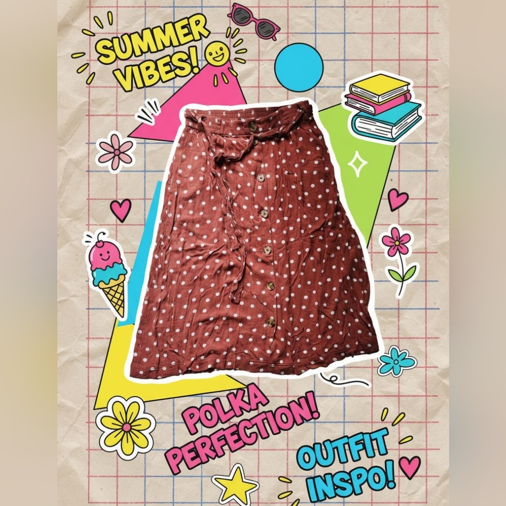 George Red Polka Dot Midi Skirt